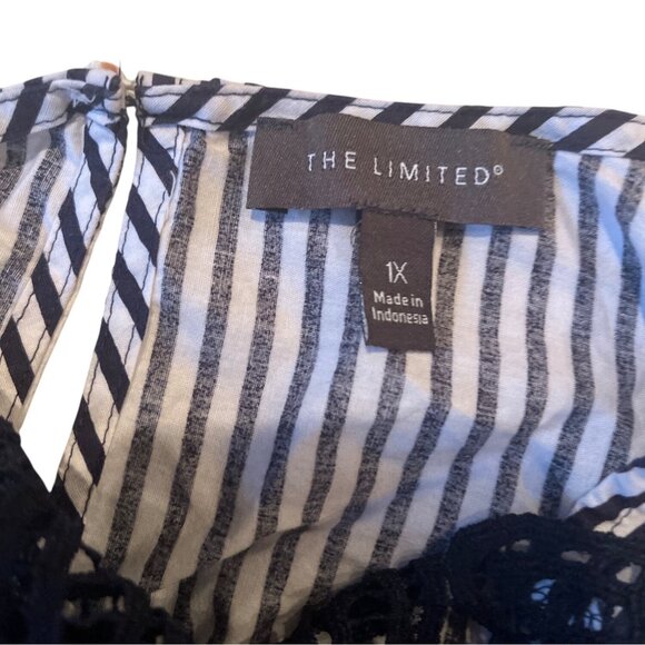 The Limited Womens Blouse 3/4 Sleeve Top Stripe Multicolor Lace Trim Size 1X - Picture 3 of 12